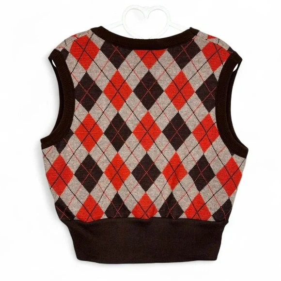 Wrangler vintage brown & orange argyle sweater - Picture 5 of 8